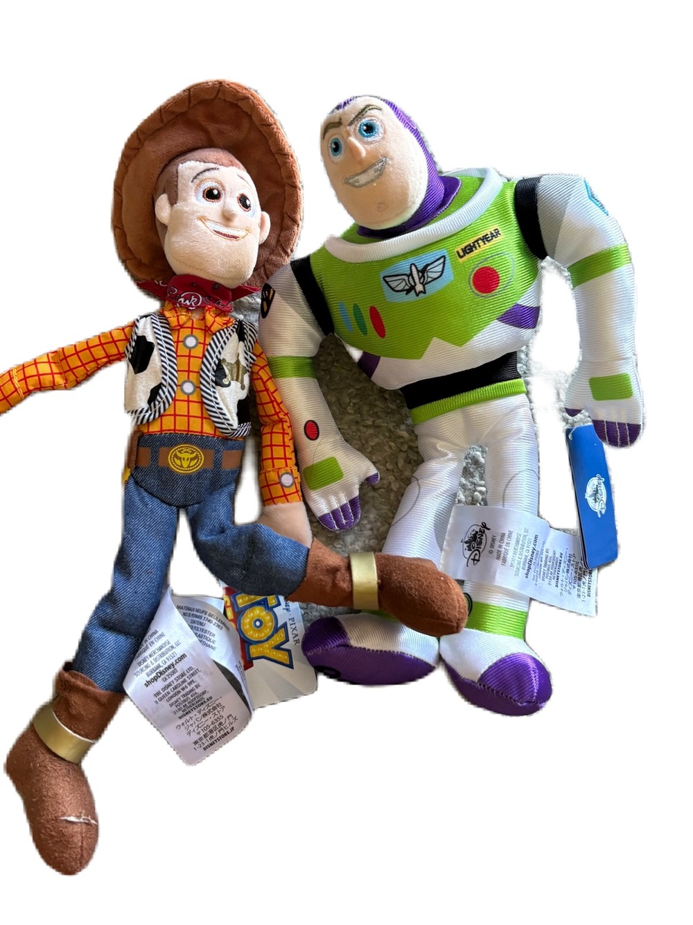 Disney Toy Story 5 Woody & Buzz Lightyear Plush NEW Bonnie on Foot
